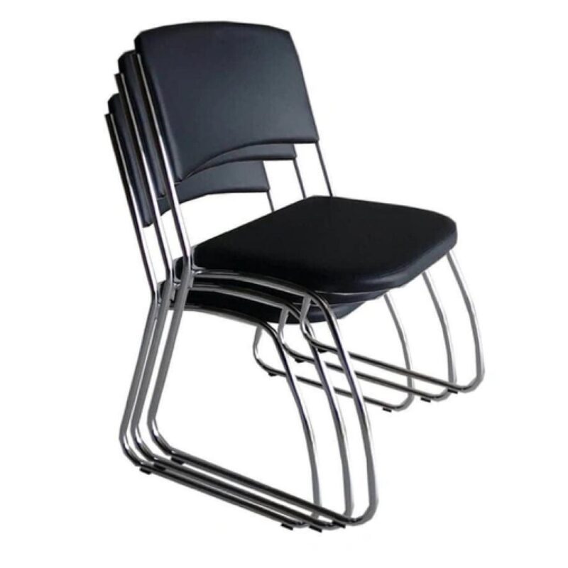 Cadeira Interlocutor Level Cromada – Cor Preto – (EMPILHÁVEL) 32995 AMANHECER MÓVEIS 6