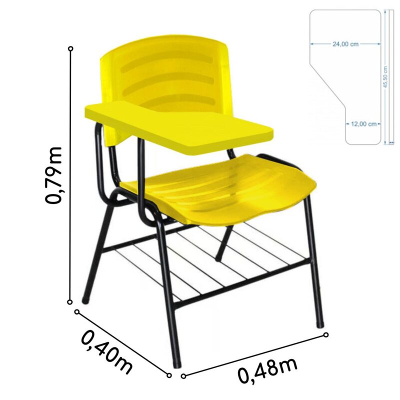 Cadeira Universitária Plástica com Prancheta PLÁSTICA – COR AMARELO 34025 AMANHECER MÓVEIS 5