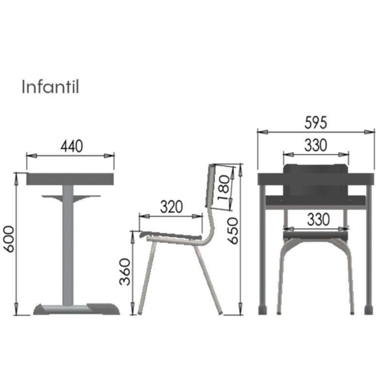 Kit Escolar Individual – (Mesa e Cadeira) – INFANTIL 03 a 06 Anos COR VERMELHO – 41090 AMANHECER MÓVEIS 6