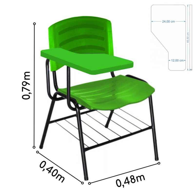 Cadeira Universitária Plástica com Prancheta PLÁSTICA – COR VERDE 34024 AMANHECER MÓVEIS 5