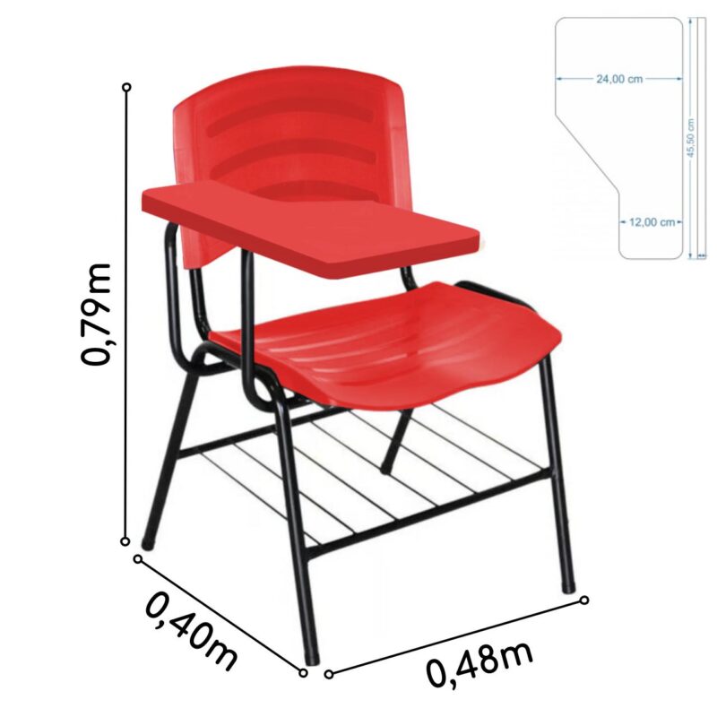 Cadeira Universitária Plástica com Prancheta PLÁSTICA – COR VERMELHO 34022 AMANHECER MÓVEIS 5
