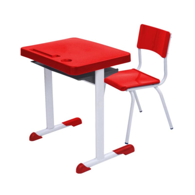 Kit Escolar Individual – (Mesa e Cadeira) – JUVENIL 06 a 09 Anos COR VERMELHO – 41082 AMANHECER MÓVEIS 2