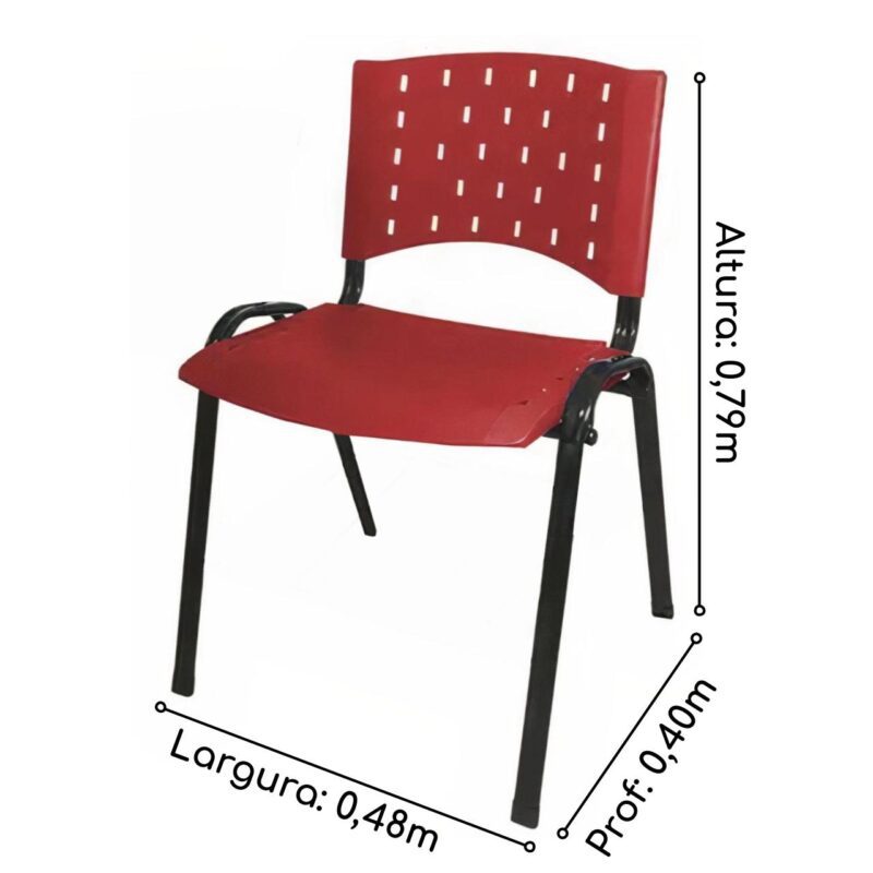 Cadeira Plástica 04 Pés – VERMELHO (Polipropileno) – 31202 AMANHECER MÓVEIS 3