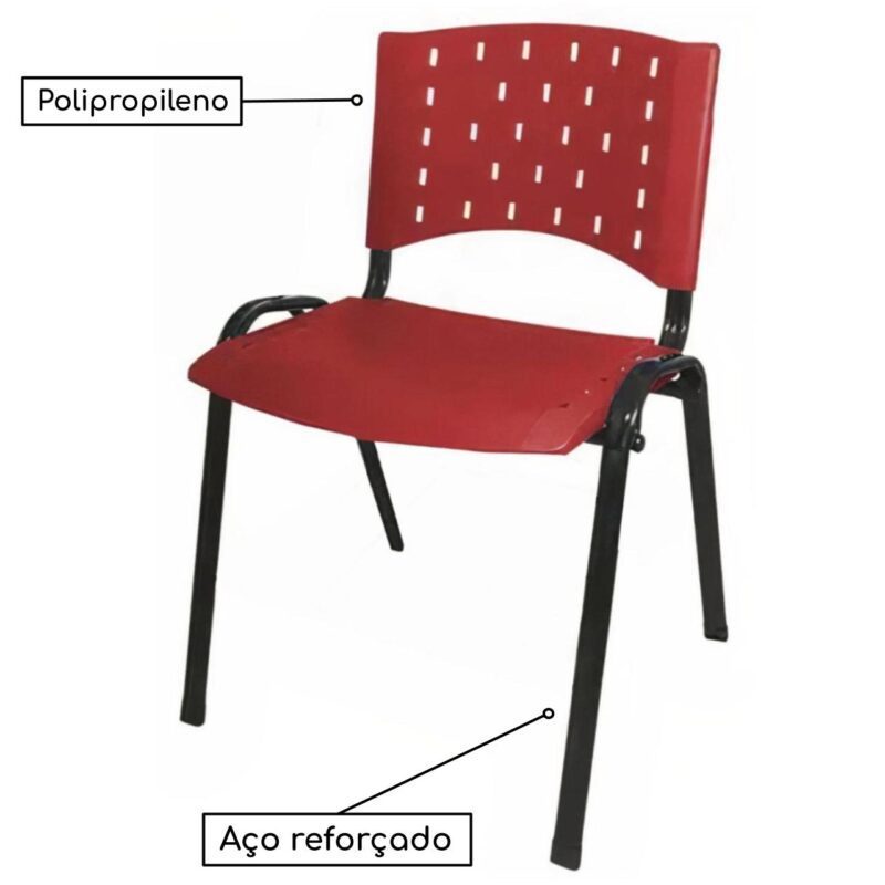 Cadeira Plástica 04 Pés – VERMELHO (Polipropileno) – 31202 AMANHECER MÓVEIS 5