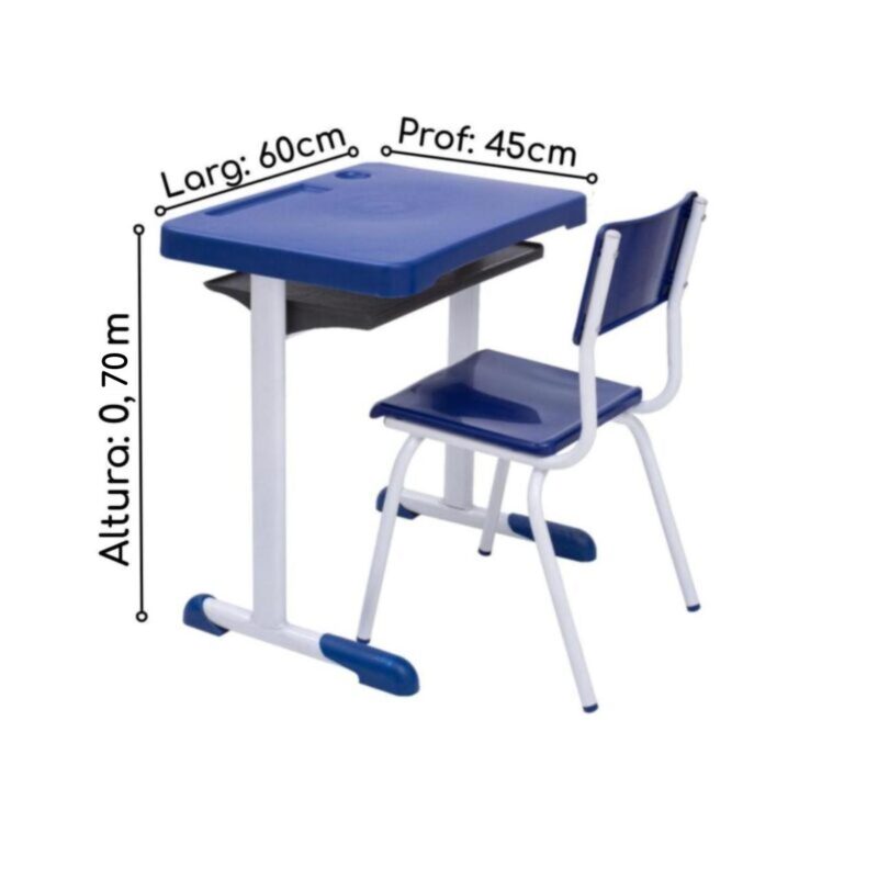 Kit Escolar Individual AZUL – (Mesa e Cadeira) – JUVENIL 06 a 09 Anos 40999 AMANHECER MÓVEIS 5