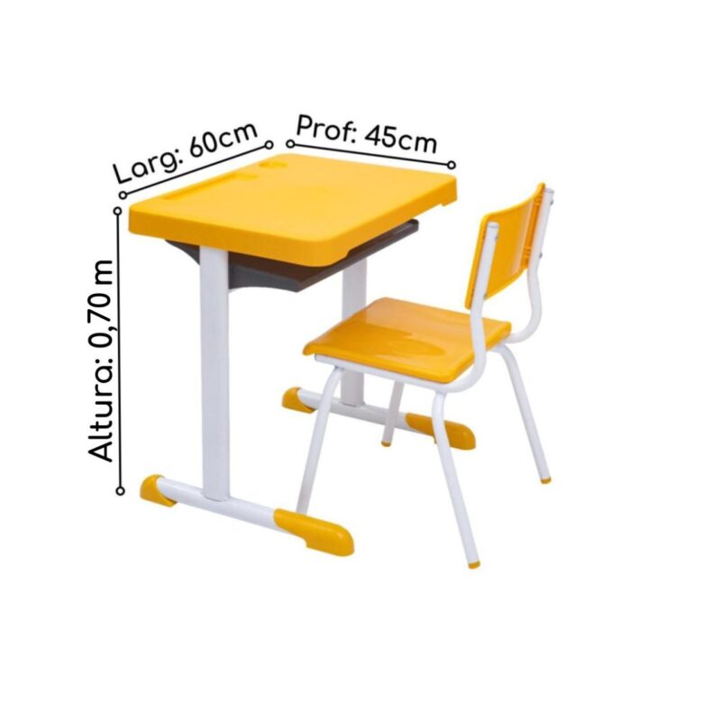 Kit Escolar Individual – (Mesa e Cadeira) – JUVENIL 06 a 09 Anos COR AMARELO – 41083 AMANHECER MÓVEIS 5