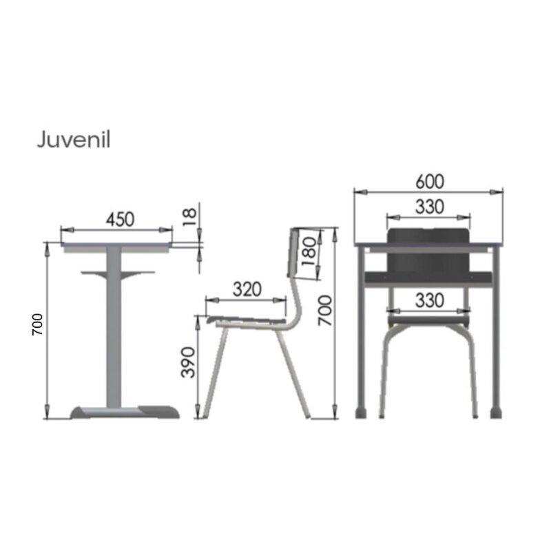 Kit Escolar Individual AMARELO – (Mesa e Cadeira) – JUVENIL – MDF – COR AMARELO – 40094 AMANHECER MÓVEIS 5