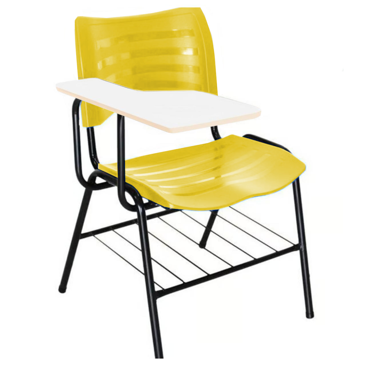 Cadeira Universitária Plástica Prancheta MDF – COR AMARELO – MRPLAST – 34010 AMANHECER MÓVEIS