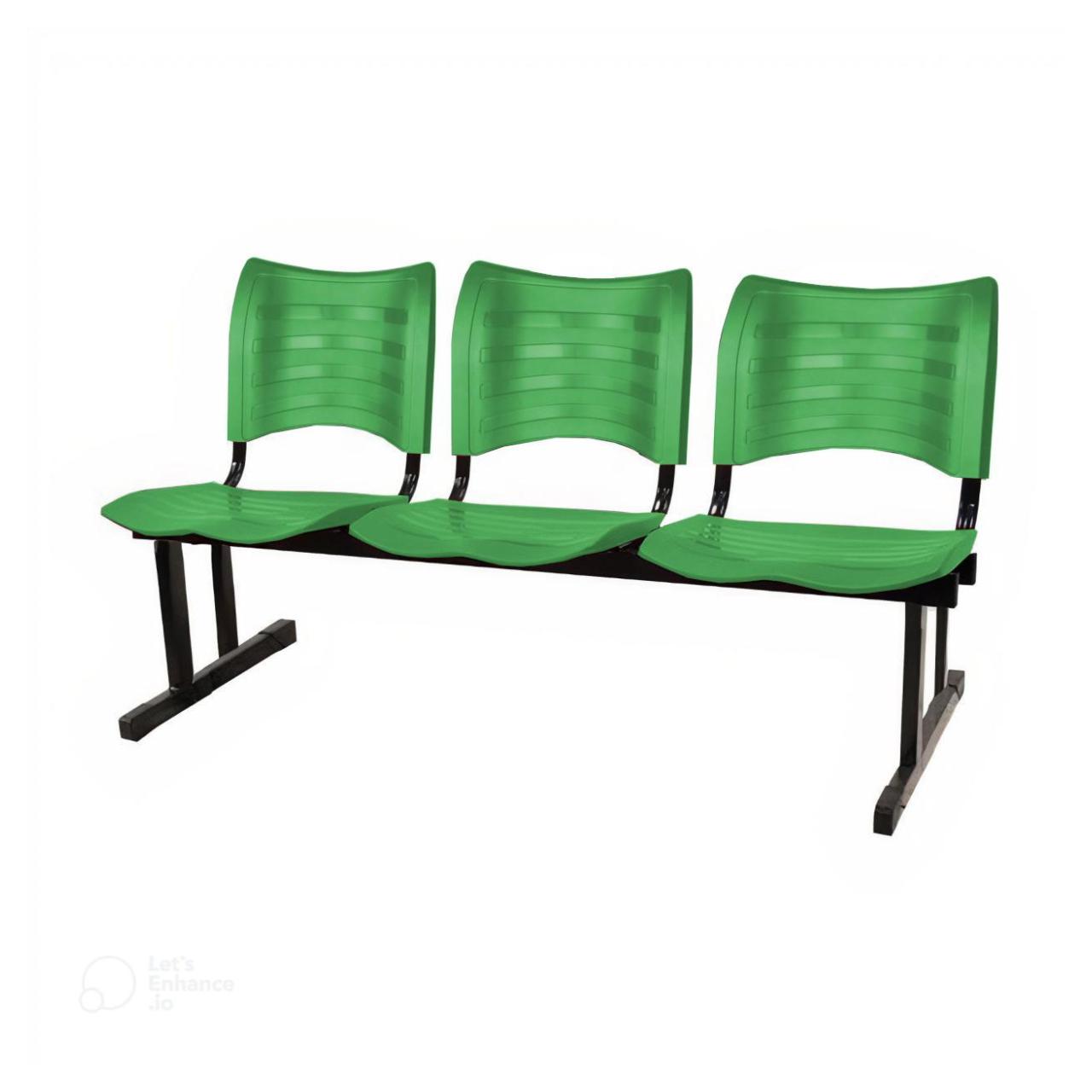 Cadeira Longarina PLÁSTICA 03 Lugares – Cor Verde – MRPLAST – 34202 AMANHECER MÓVEIS