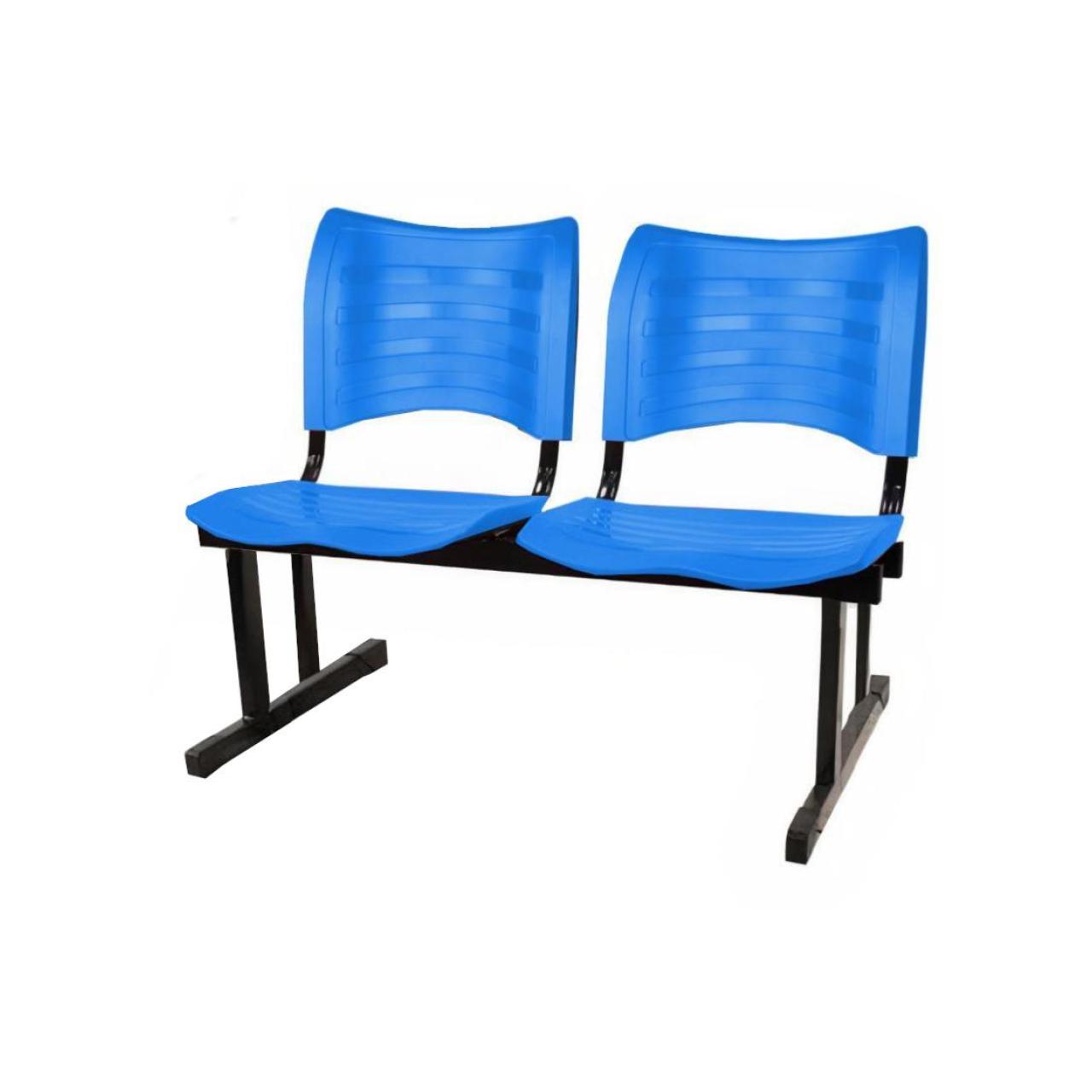 Cadeira Longarina PLÁSTICA 02 Lugares – Cor Azul – MRPLAST – 34212 AMANHECER MÓVEIS