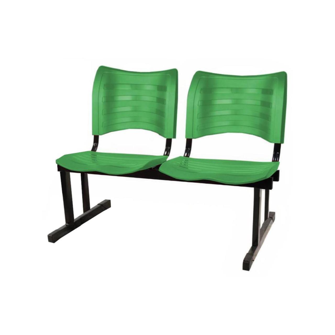 Cadeira Longarina PLÁSTICA 02 Lugares – Cor Verde – MRPLAST – 34211 AMANHECER MÓVEIS