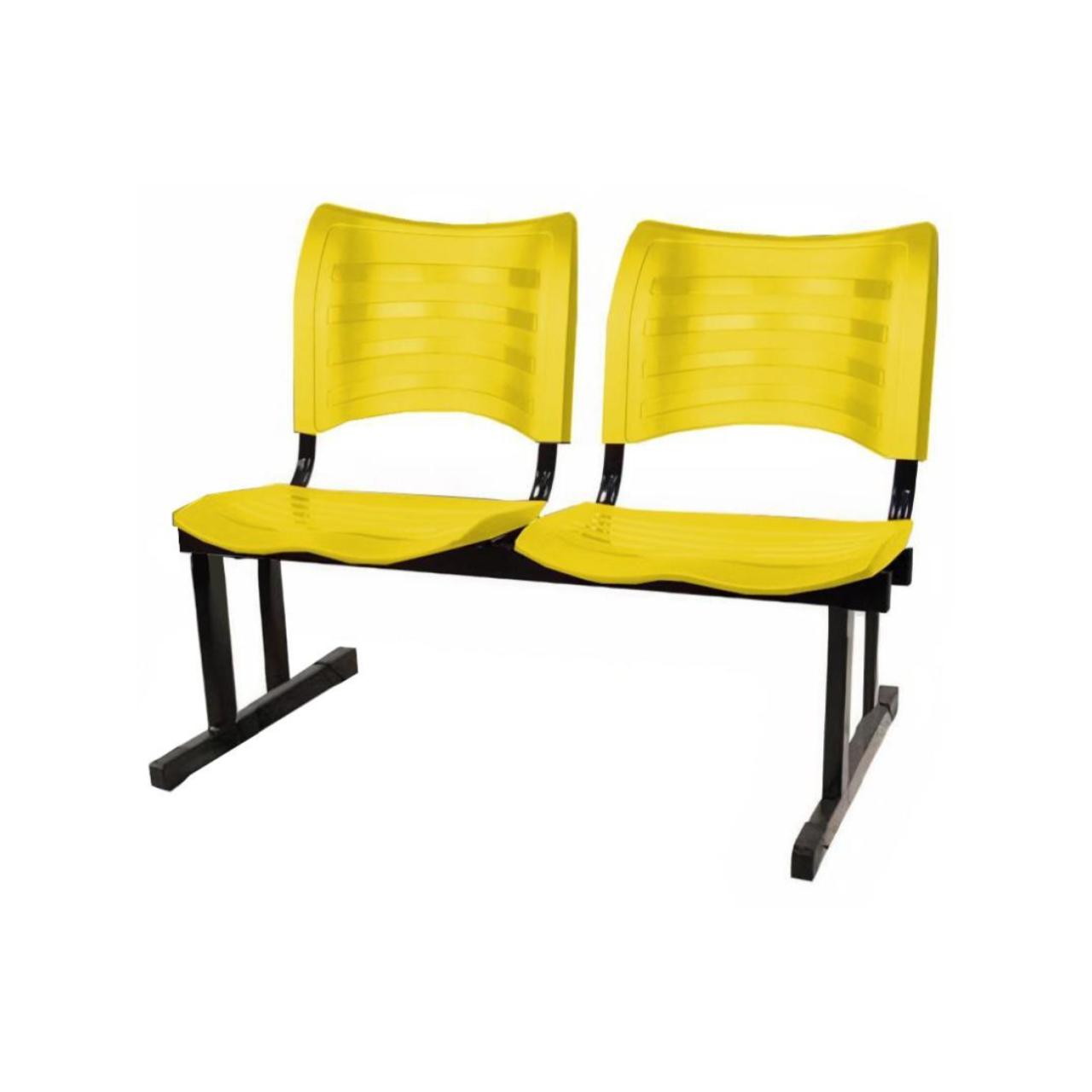 Cadeira Longarina PLÁSTICA 02 Lugares – Cor Amarelo – MRPLAST – 34209 AMANHECER MÓVEIS