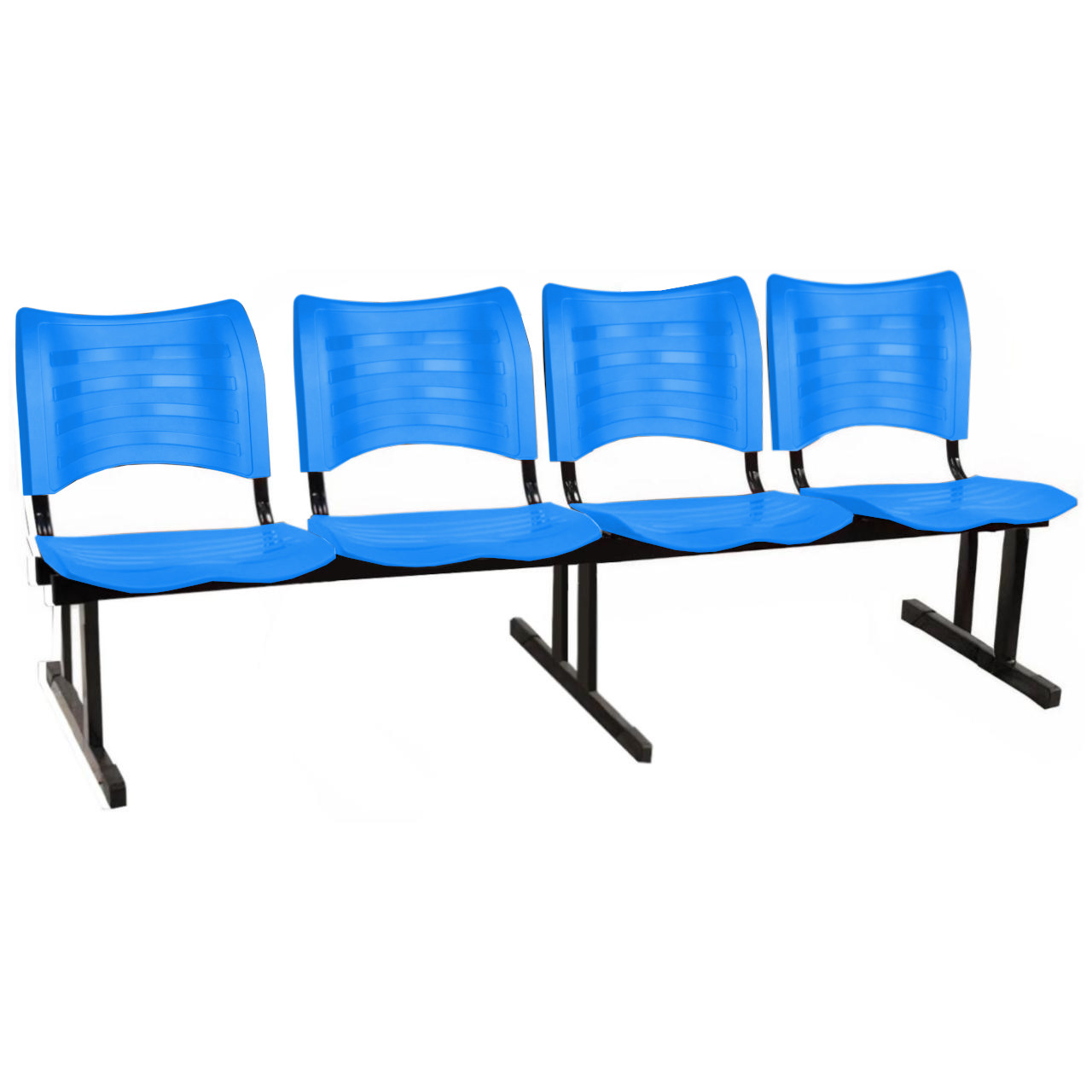 Cadeira Longarina PLÁSTICA 04 Lugares – Cor Azul – MRPLAST – 34198 AMANHECER MÓVEIS